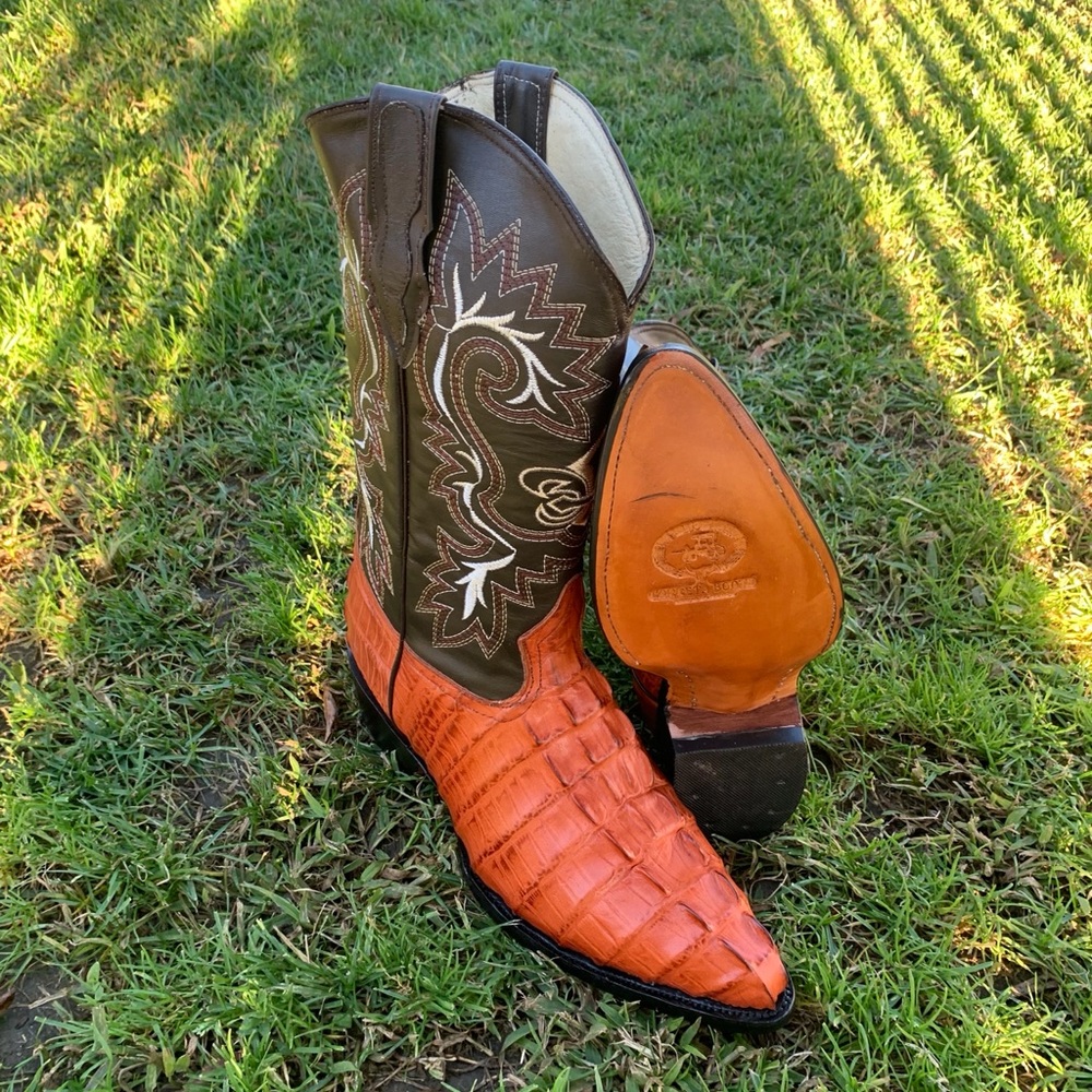 Mens Cowboy Boots Aligator Embossed Print Leather